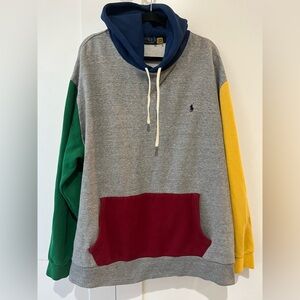 Men’s Ralph Lauren 3X blue tag Gray Primary Colors Hoodie Sweatshirt